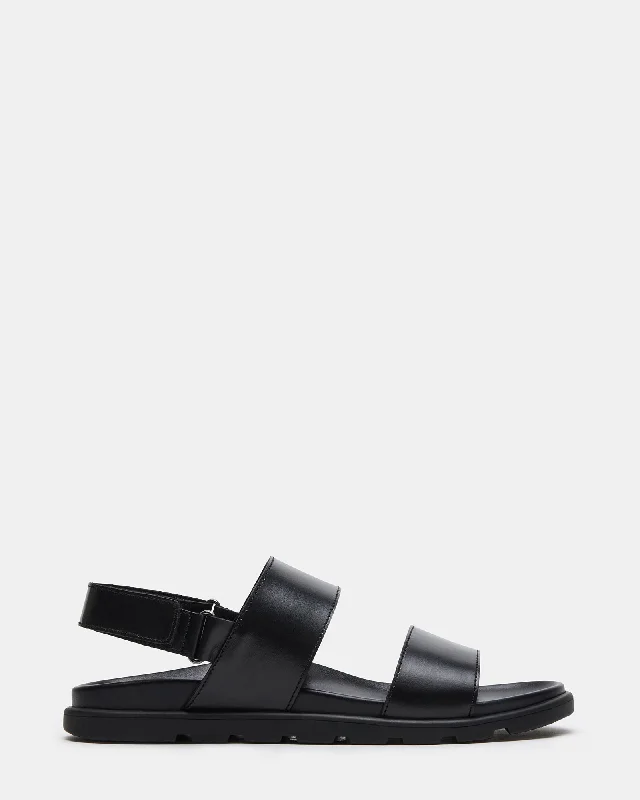 Men's sandals with a buckle closureTHOROS BLACK LEATHER