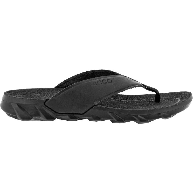 Men's sandals with a perforated leather upper for ventilationUnisex Ecco MX Flipster Chill Black Leather