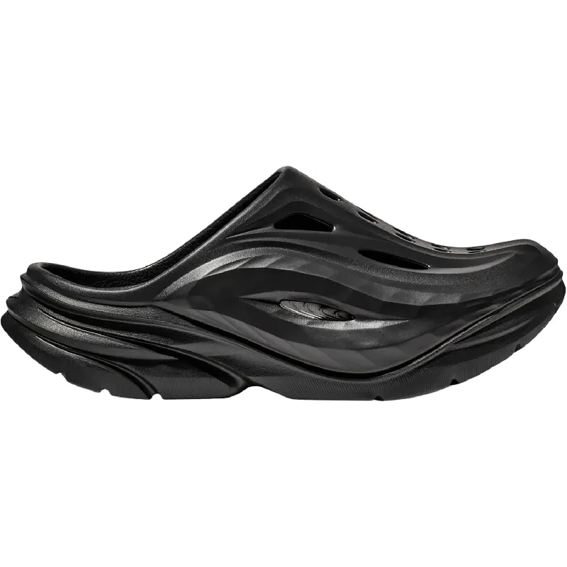 Men's sandals with a rubber sole for tractionUnisex Hoka Ora Recovery Mule Black/Black Synthetic