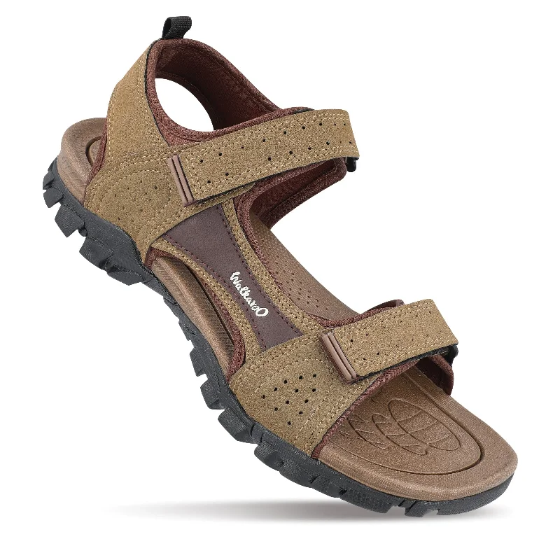 Men's sandals with a pointed toe for a stylish lookWalkaroo Men Strappy Floater Sandals  - XC4670 Tan