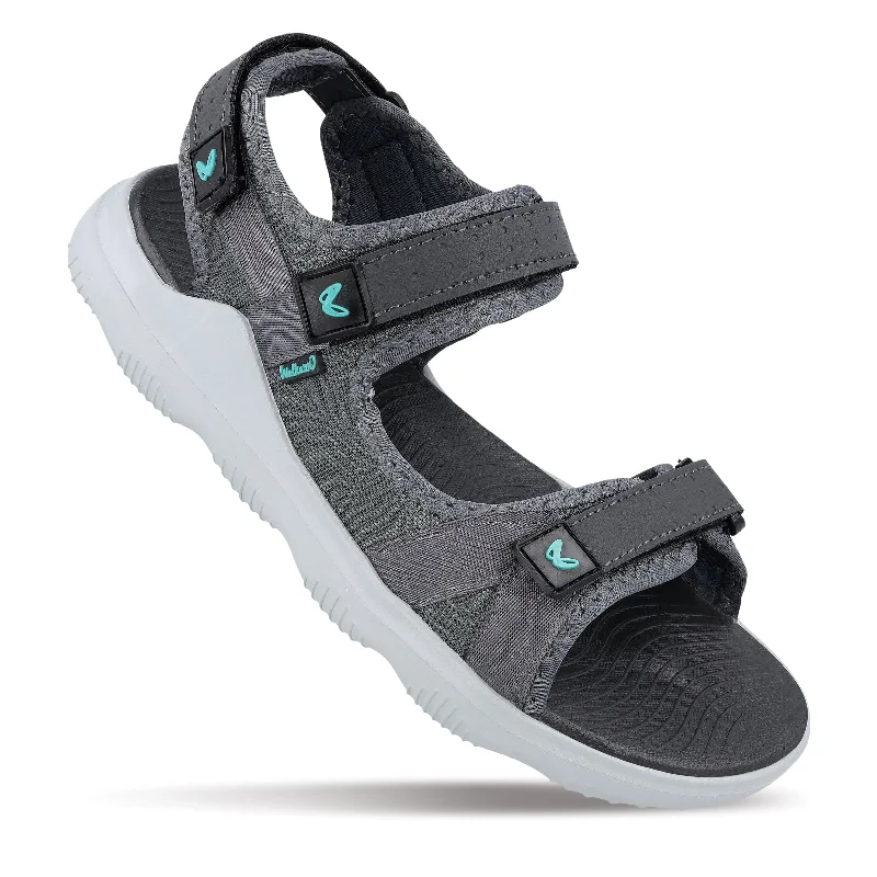 Men's sandals with a decorative buckle or charmWalkaroo Men Strappy Floater Sandals  - WC4334 Grey