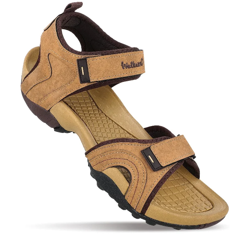 Men's sandals with a contrast stitching detailWalkaroo Men Sandals  - WC4415 Tan