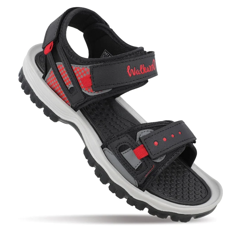 Men's sandals with a buckle closureWalkaroo Men Sandals  - WC4417 Black Red