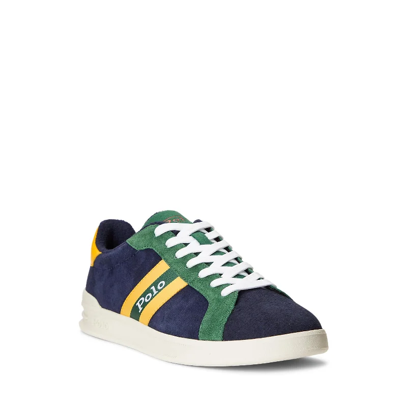 Men's casual shoes with a logo patch on the tonguePolo Ralph Lauren - Heritage Court II - High Top Lace Sneakers - Colorblock (Navy)