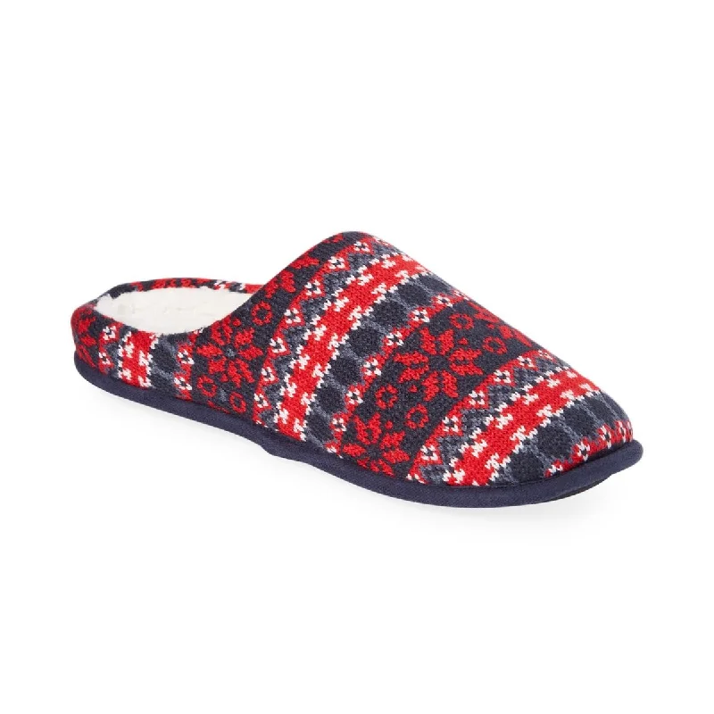 Men's slippers with a padded collar for comfortClub Room Mens Fair Isle Slip On Slide Slippers