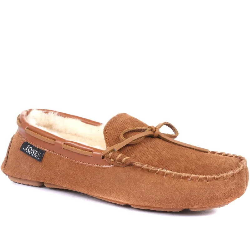 Men's slippers with a logo patch on the sideDallas Sheepskin Lined Slippers - DALLAS / 319 283