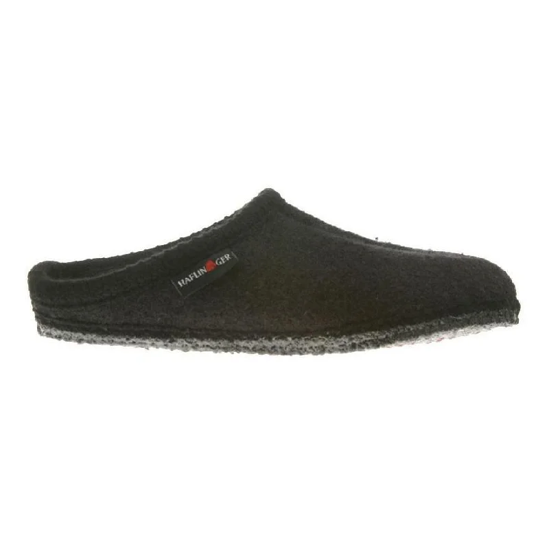 Men's slippers with a wool blend upper for warmthHaflinger Men's AS8 Black Wool