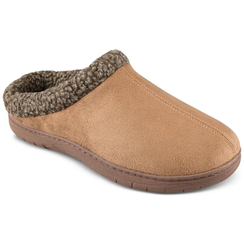 Men's slippers in a warm color like red or brownHaggar Mens Faux Suede Slip On Loafer Slippers