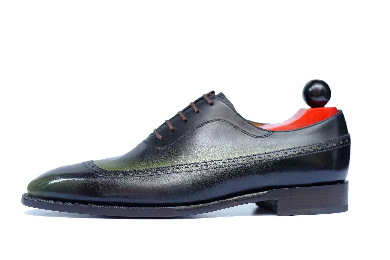 Men's Oxfords with a perforated leather strap for ventilationPatina Olive Tree - MTO - Sebastien