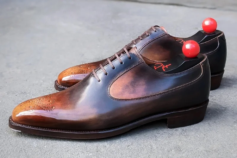 Men's Oxford shoes with a shock - absorbing insole and a leather liningPatina Reverse Tiger's Eye - MTO - Tacoma