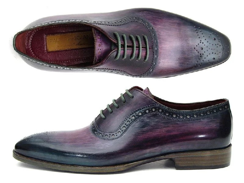 Men's Oxfords with a cap - toe design and a rubber heelPaul Parkman Men's Purple & Navy Medallion Toe Oxfords (ID#PR88TT)