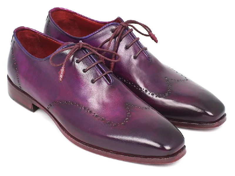 Men's Oxford shoes with a decorative inlay on the toePaul Parkman Men's Purple Wingtip Oxfords (ID#84HT12)