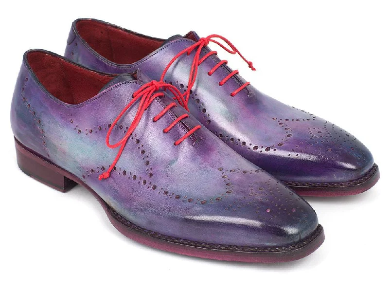 Men's leather Oxford shoes with a plain toePaul Parkman Men's Wingtip Oxfords Goodyear Welted Purple (ID#87PRP11)