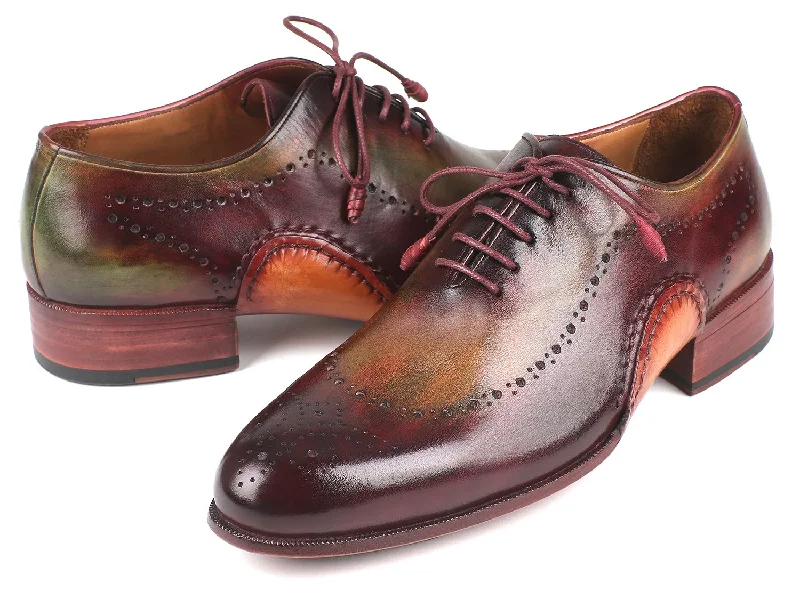 Men's Oxfords with a lace - up closure and a narrow fitPaul Parkman Opanka Construction Green & Bordeaux Oxfords (ID#726-GRE-BOR)