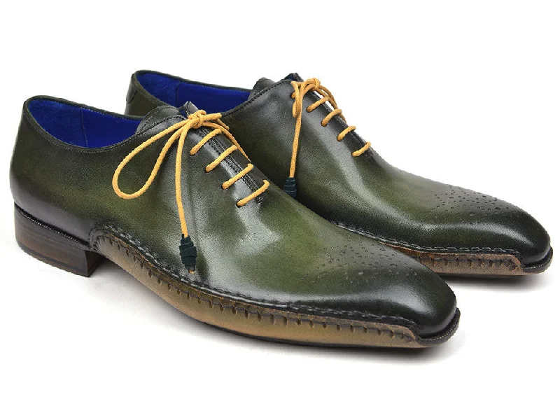 Men's Oxfords with a contrast stitching on the weltPaul Parkman Opanka Construction Oxfords Green (ID#86A5-GRN)