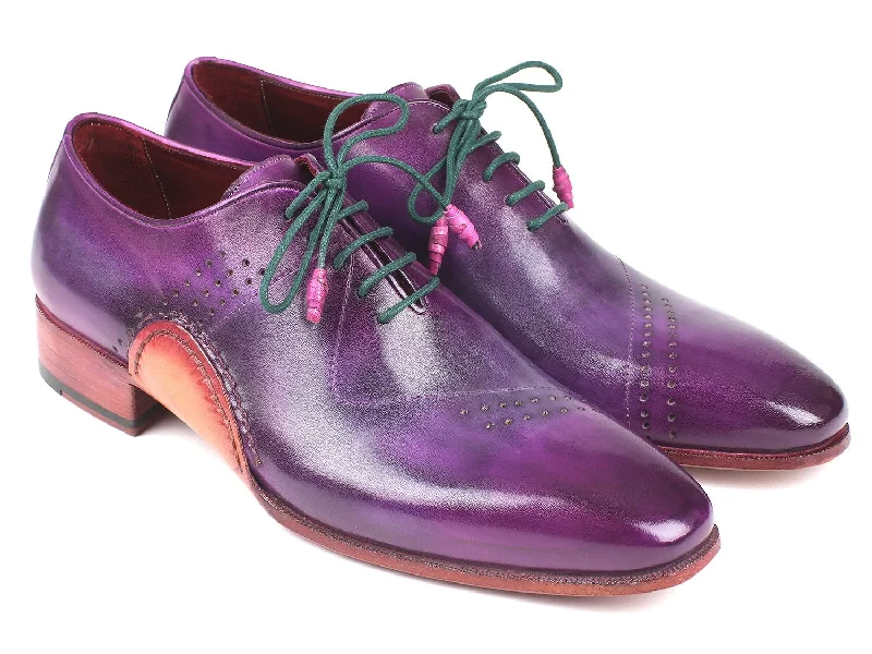 Men's Oxfords with a padded collar for a comfortable fitPaul Parkman Opanka Construction Purple Hand-Painted Oxfords (ID#OPK66KD)