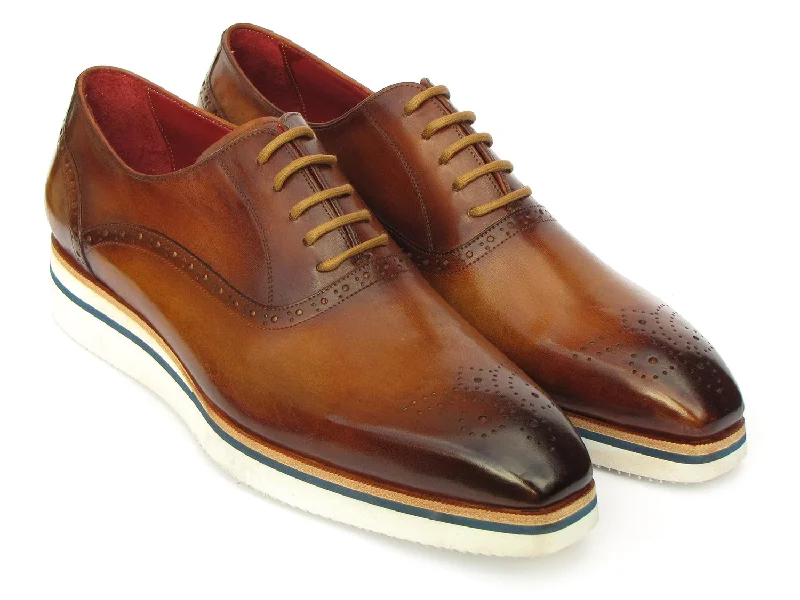 Men's Oxfords with a classic silhouette and a high - shine finishPaul Parkman Smart Casual Men's Brown Oxfords (ID#184SNK-BRW)