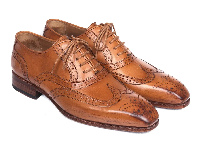 Men's Oxford shoes with a padded insole for all - day comfortPaul Parkman Wingtip Oxfords Cognac (ID#5447-CGN)