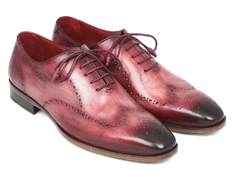 Men's Oxfords in a dark burgundy leather for a unique stylePaul Parkman Wintip Oxfords Burgundy Handpainted Calfskin (ID#741-BUR)