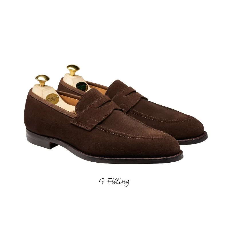 Men's loafers with a pointed toe for a stylish appearanceSydney Dark Brown Suede (G Fitting)