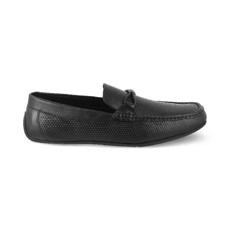 Men's loafers with a tassel front for a classic lookThe Yoti Black Men's Leather Driving Loafers Tresmode