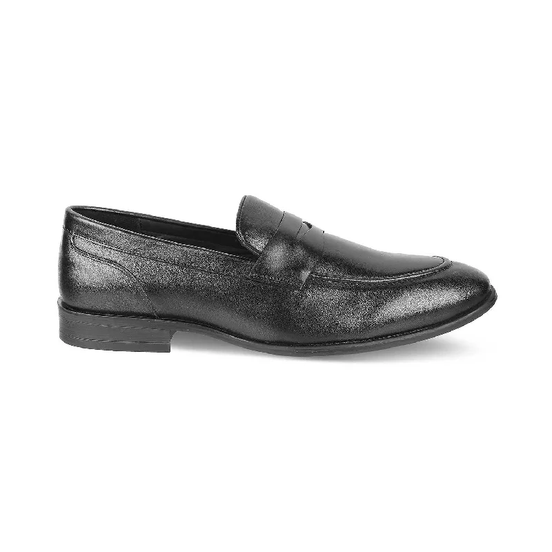 Men's loafers with a perforated leather upper for ventilationTresmode Dawson Black Men's Leather Penny Loafers