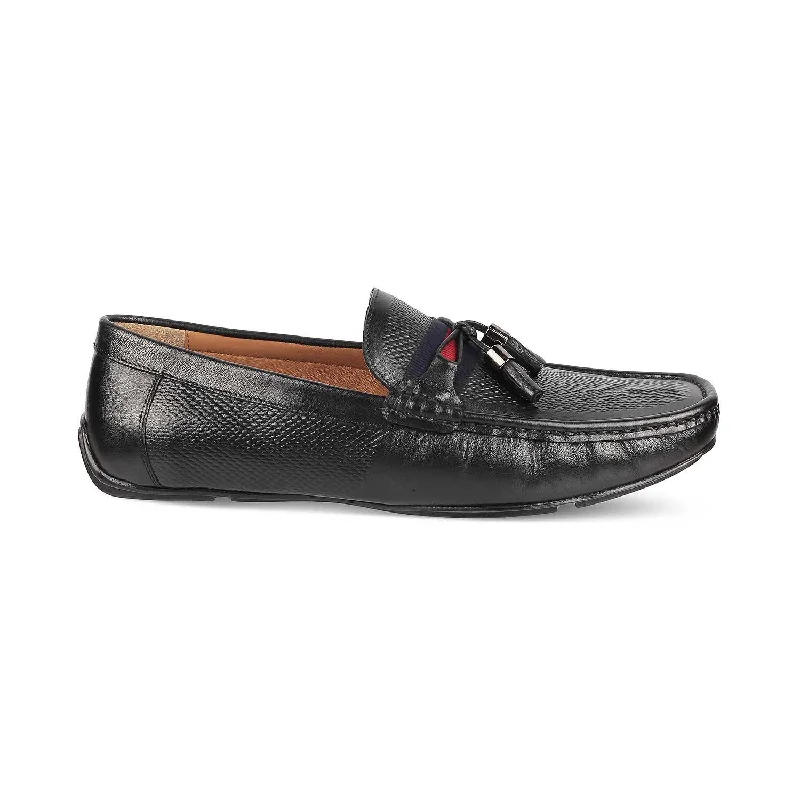 Men's leather loafers with a penny slotTresmode Sotas Black Men's Leather Driving Loafers