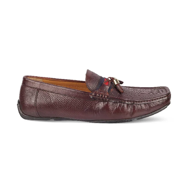 Men's loafers with a low - heeled designTresmode Sotas Brown Men's Leather Driving Loafers