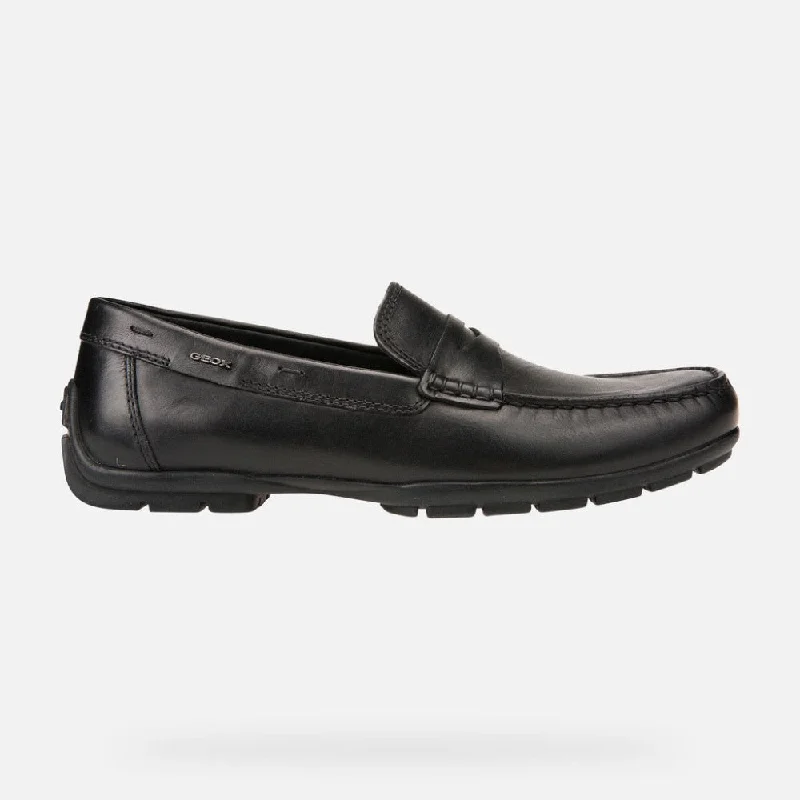 Men's casual shoes with a contrast sole colorGeox Men's Moner W 2Fit Black Leather Men's casual shoes with a contrast sole colorGeox Men's Moner W 2Fit Black Leather
