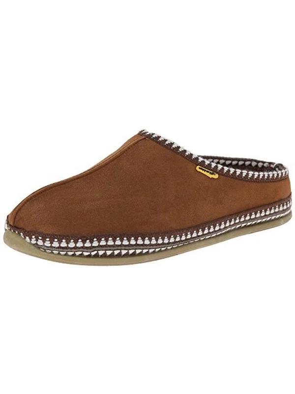 Men's slippers with a padded footbed for all - day comfortWherever Mens Faux Suede Knit Trim Mule Slippers