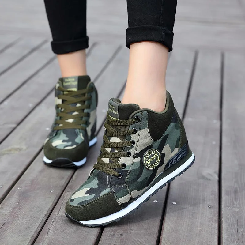 Men's basketball shoes boasting Cushlon midsole for shock absorptionAutumn winter women shoes 2018 fashion increased camouflage ladies shoes high top casual canvas women sneakers tenis feminino