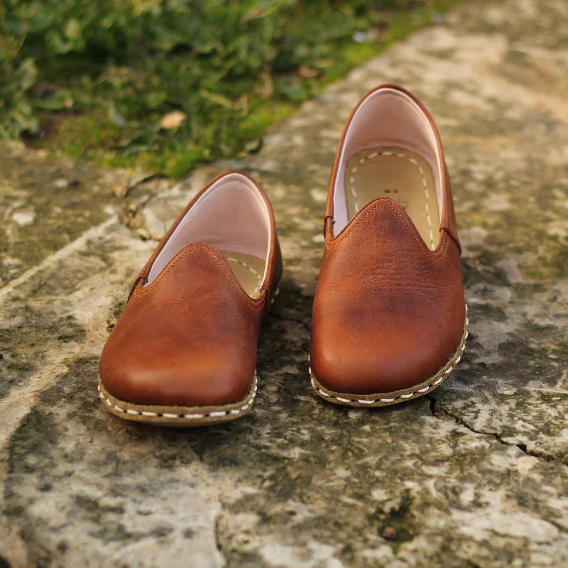 Men's barefoot shoes with a Vibram sole and suede exteriorBarefoot Crazy New Brown Leather Shoes: Handmade