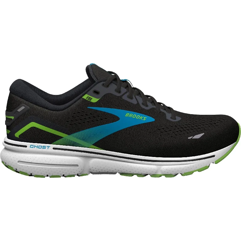 Cushioned men's running shoes for shock absorptionBrooks Ghost 15 Mens Running Shoes - Black