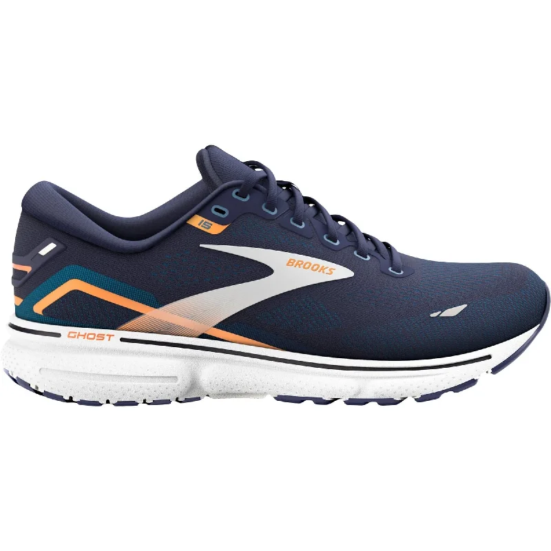 Men's running shoes with a high - energy return midsoleBrooks Ghost 15 WIDE FIT Mens Running Shoes - Navy