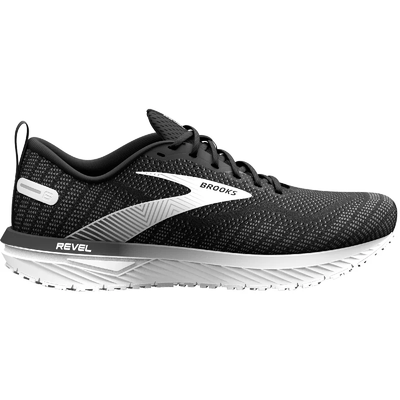 Cushioned men's running shoes for shock absorptionBrooks Revel 6 Mens Running Shoes - Black