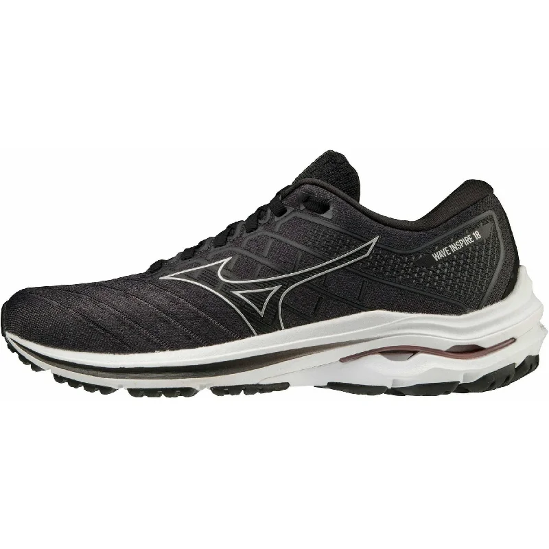 Men's running shoes with a supportive midfoot strapMizuno Wave Inspire 18 WIDE FIT (D) Womens Running Shoes - Black