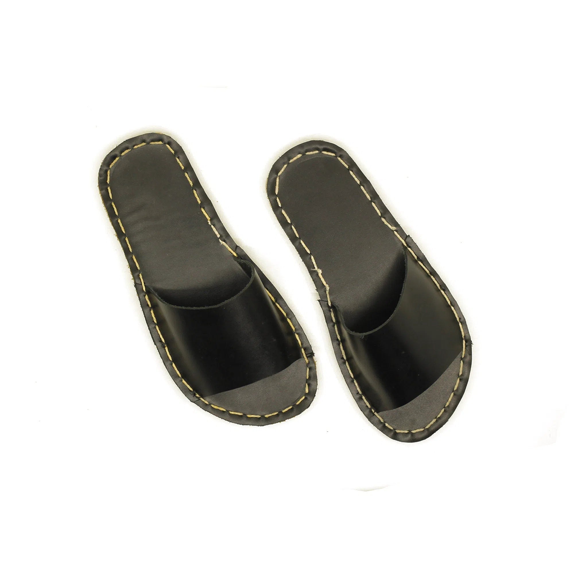 Men's barefoot shoes with excellent shock - absorption for runningTape Handmade Black Leather Slippers for Men