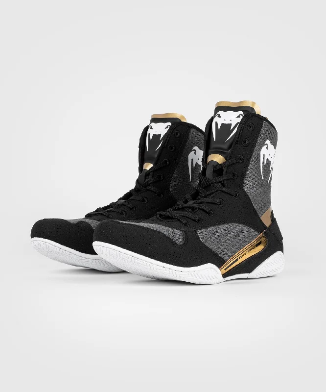 Venum Elite Boxing Shoes - Black/White/Gold