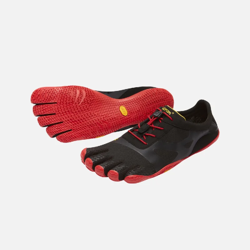 Men's barefoot shoes with a minimalist logo and clean linesVibram Kso Evo Mens Barefoot Training Footwear (Black-Red)