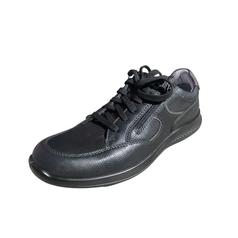 Men's walking shoes with a reflective strip for visibilityJomos Black Leather Men's Walking Shoes