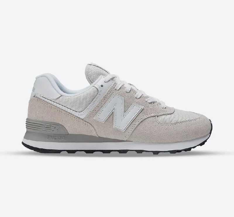 Leather men's sneakers with a low - top designMen's Wide Fit New Balance  ML574EVW Running Sneakers - Exclusive - Nimbus Cloud/White