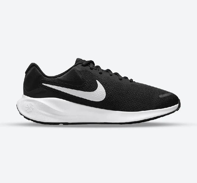 Men's sneakers with a perforated leather upper for ventilationMen's Wide Fit Nike FB8501-002 Revolution 7 Running Sneakers