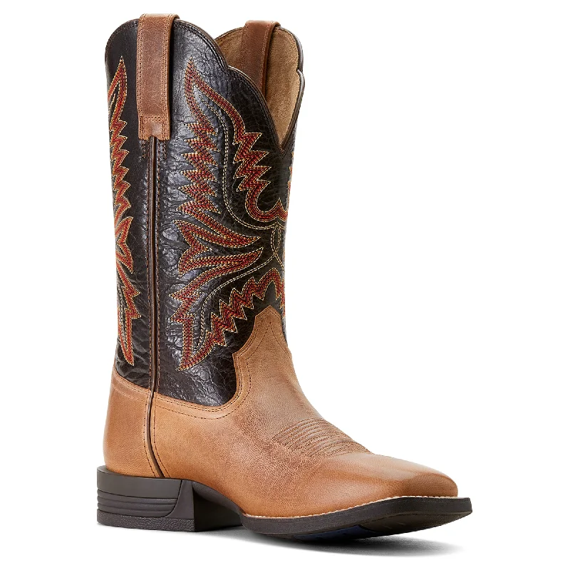 Men's cowboy boots with a snake - skin textureAriat Men's Brush Creek Boots Square Toe