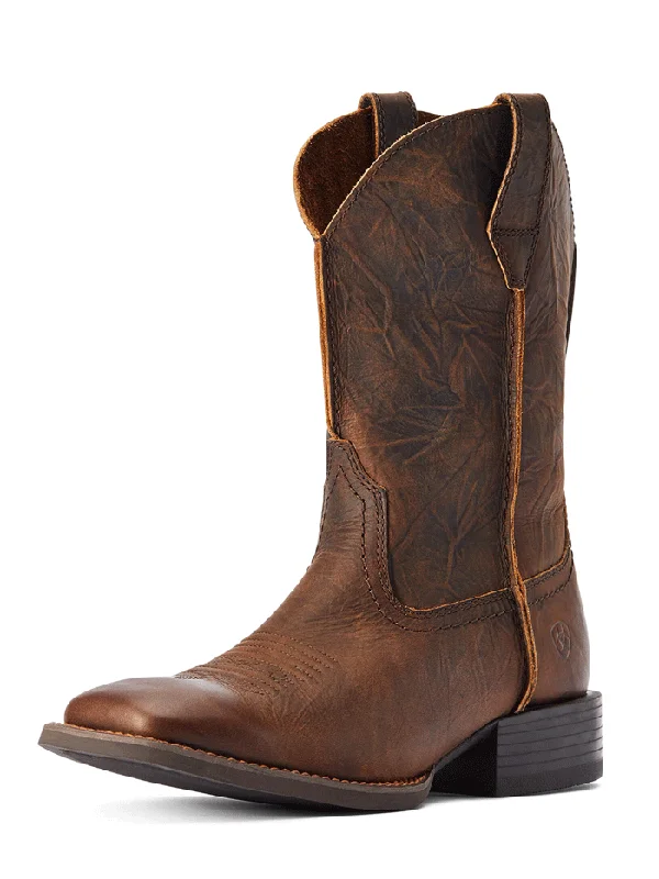 Men's cowboy boots with a rubber sole for tractionAriat 10042586 Mens Sport Rambler Western Boot Bartop Brown