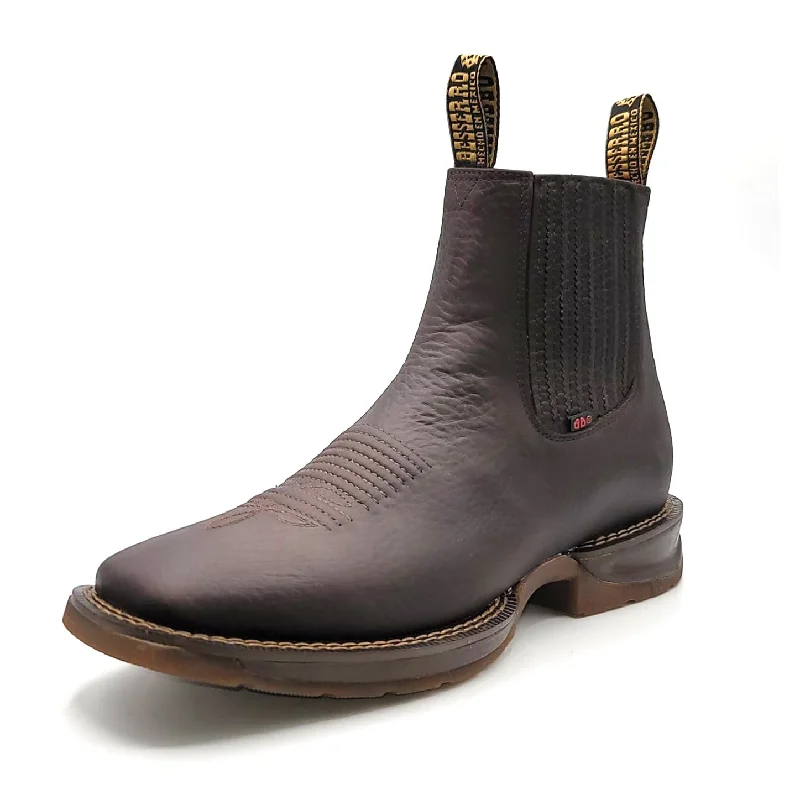 Men's ankle boots with a high - traction sole for safetySquare Toe Brown Short Cowboy Boots