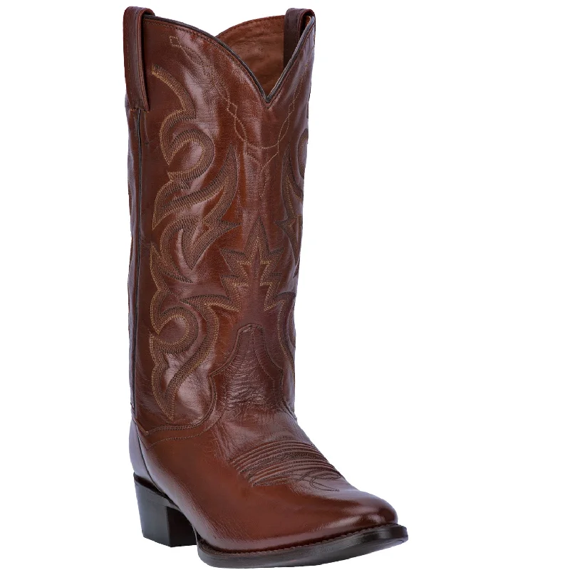 Men's cowboy boots with a scalloped edgeDan Post Mens Milwaukee Cowboy Boots Leather Antique Tan