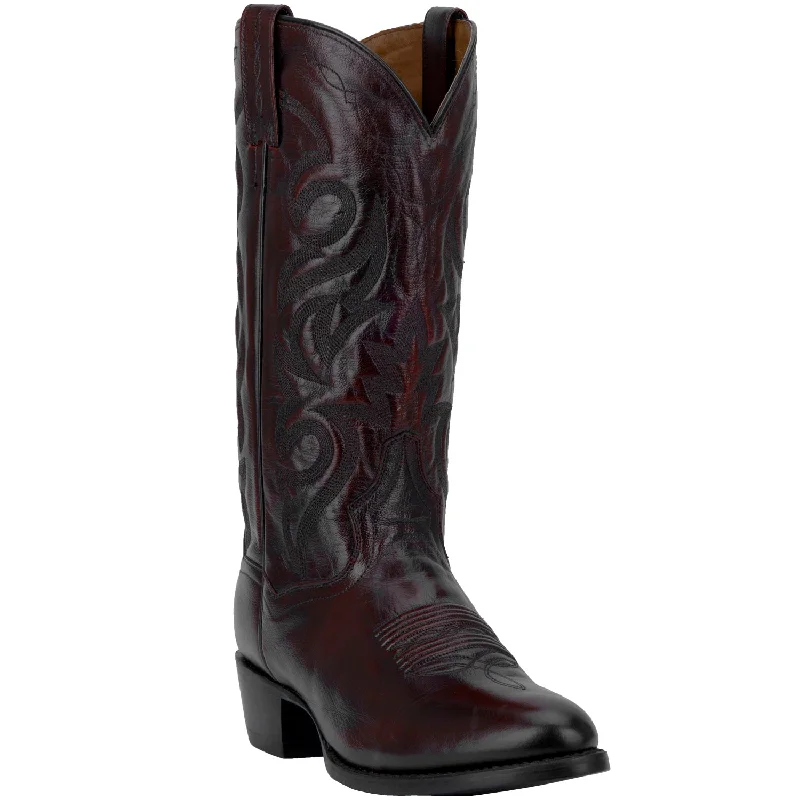 Western - style men's cowboy boots with intricate stitchingDan Post Mens Milwaukee Cowboy Boots Leather Black Cherry