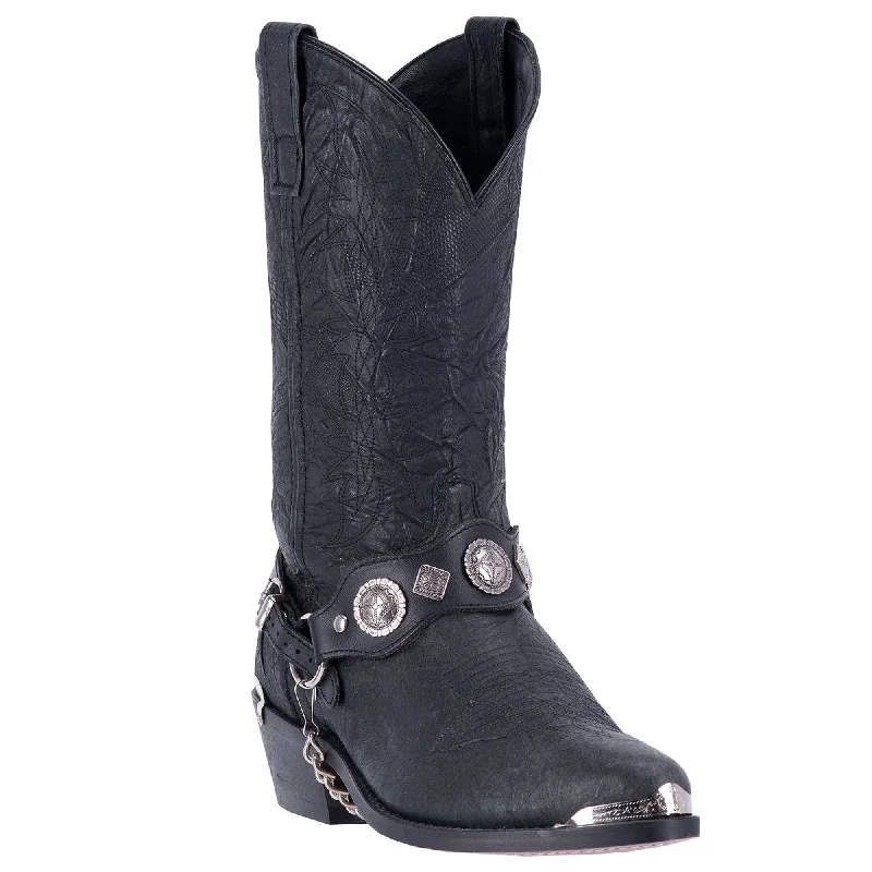 Western - style men's cowboy boots with intricate stitchingDingo Mens Suiter Cowboy Boots Leather Black