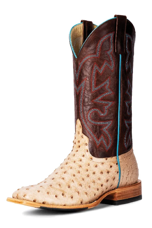 Men's cowboy boots with a distressed leather finishHorse Power by Anderson Bean Mens Bruciato Ostrich Cowboy Boots