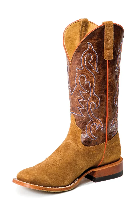 Men's cowboy boots in a dark brown leatherHorse Power by Anderson Bean Mens Camel Growler Leather Cowboy Boots